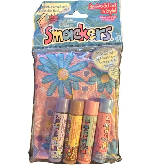 Vintage Lip Smackers Back-To-School Book Cover Set w/4 Bubble Font Lip Balms HTF - Picture 1 of 5